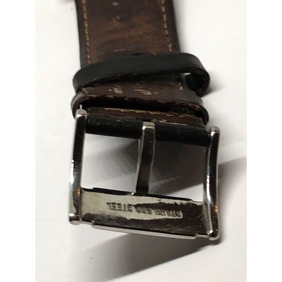 Diesel Black Genuine Leather Watch Band Use For Parts W/ Crystal 20mm J231 - Picture 7 of 7